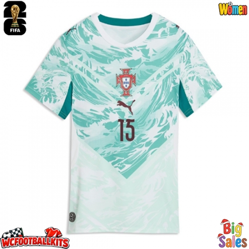 Portugal Joao Neves #15 Replica Away Stadium Shirt for Women World Cup 2026 Short Sleeve